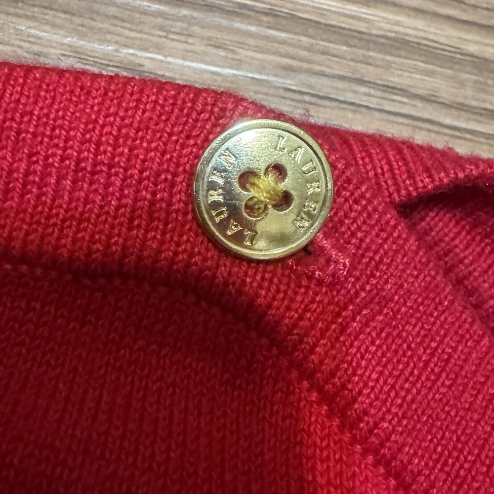 NWT Lauren Ralph Lauren Red/Black Stripe Sweater Size:3X Gold Buttons Crew Neck - Picture 5 of 12